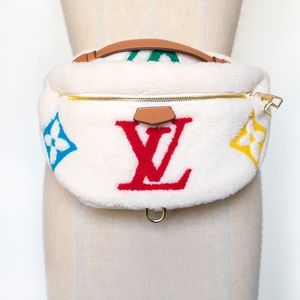 Like Louis Vuitton Teddy Bum bag Sac Ceinture wool handbag Multicolored fleece